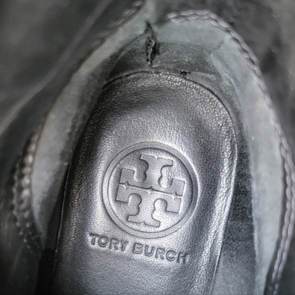 Tory Burch Selena Black Leather Distress Metallic Ankle Boot Dress Shoe Women 9 - Picture 4 of 9